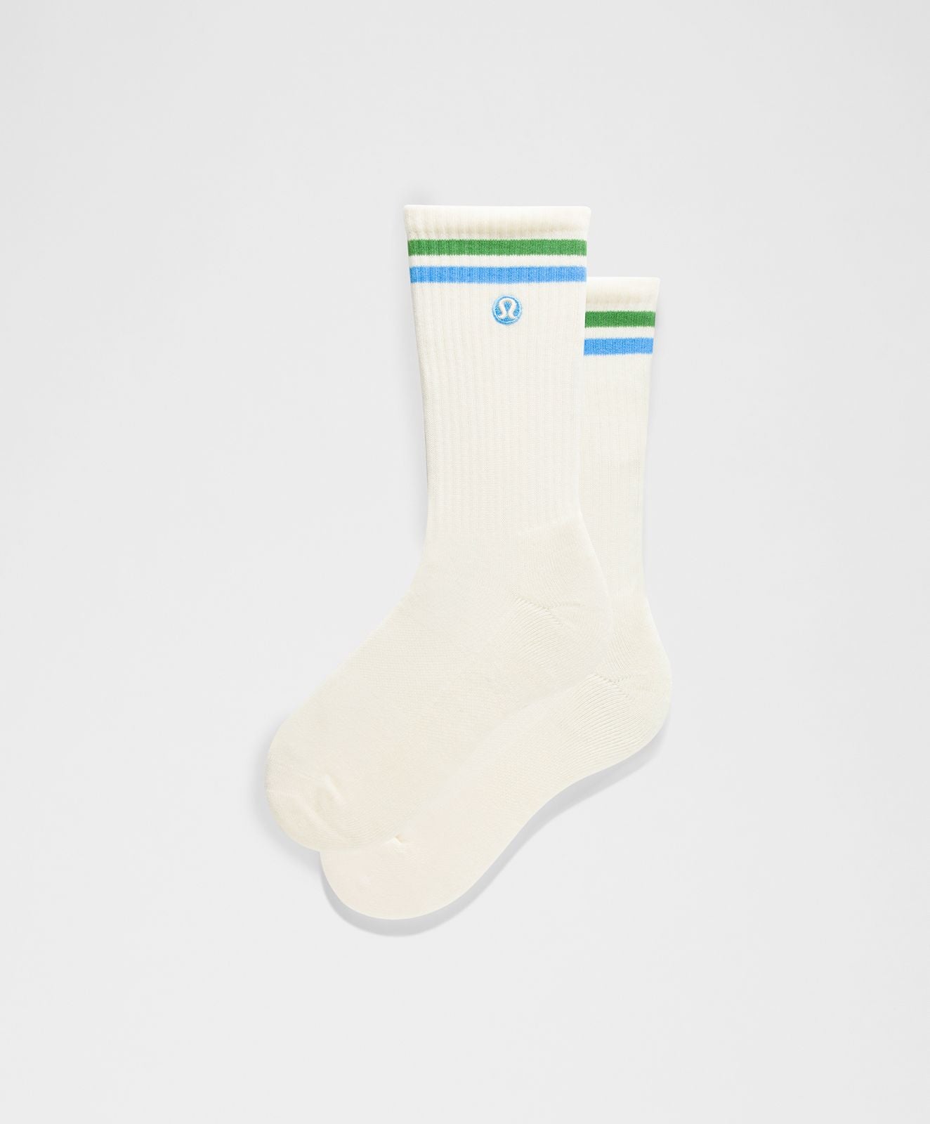 Unisex Daily Essential Crew Socks *Stripe Coconut Ivory/Chameleon/Ocean Wave