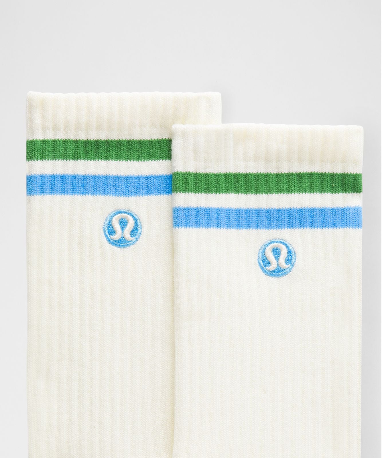 Unisex Daily Essential Crew Socks *Stripe Coconut Ivory/Chameleon/Ocean Wave