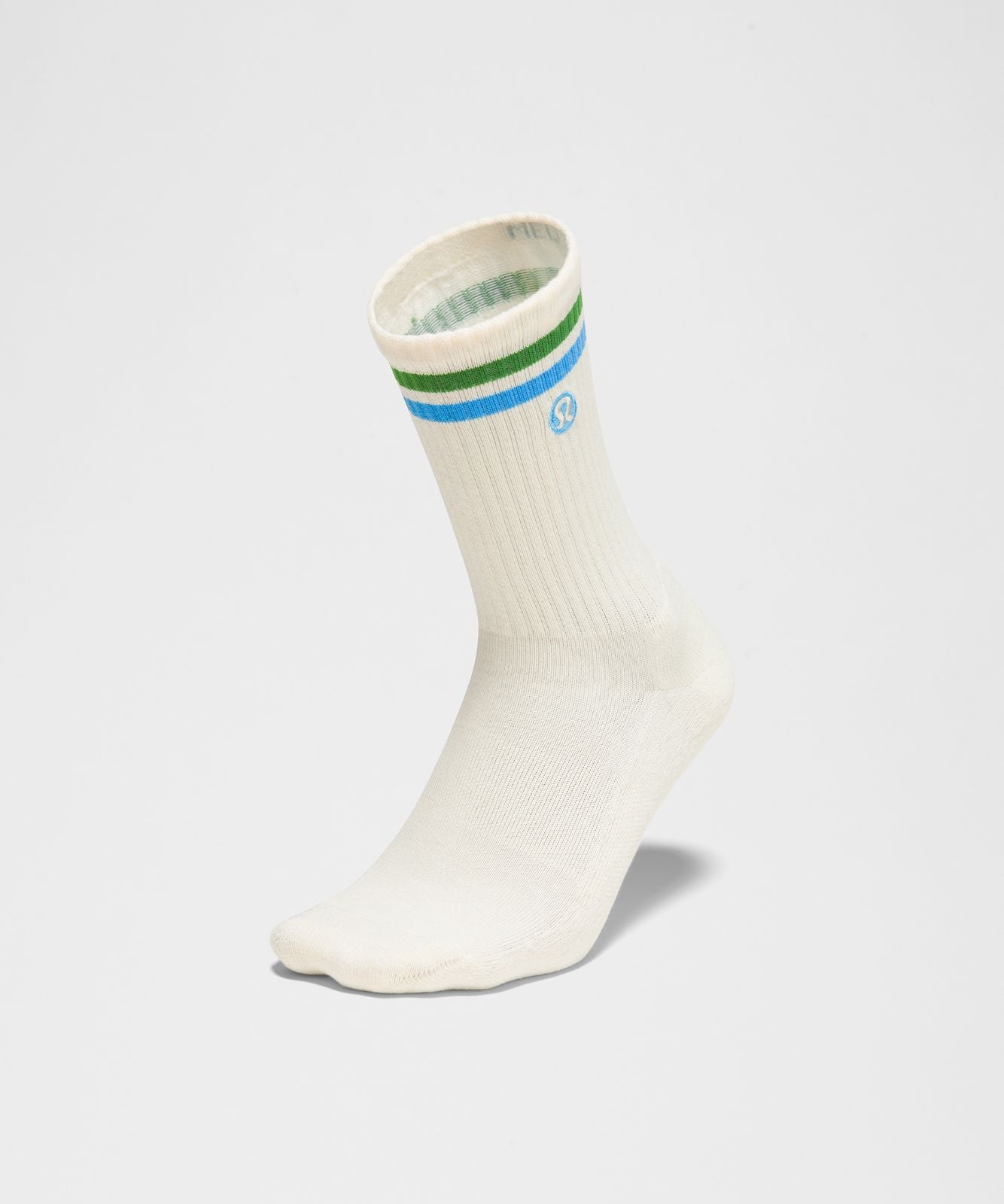 Unisex Daily Essential Crew Socks *Stripe Coconut Ivory/Chameleon/Ocean Wave