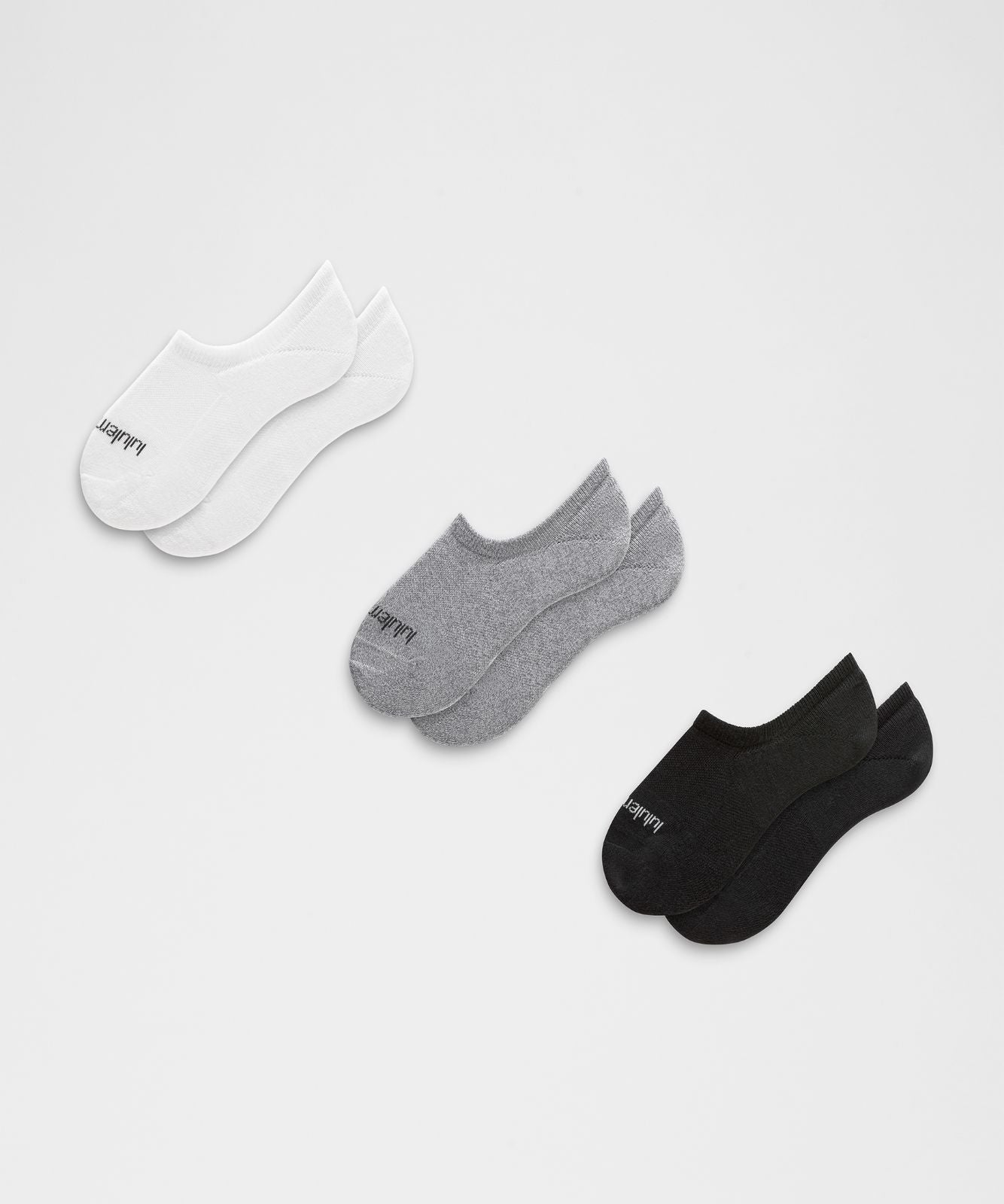 Unisex Daily Essential No-Show Socks *3 Pack White/Heathered Core Light Grey/Black