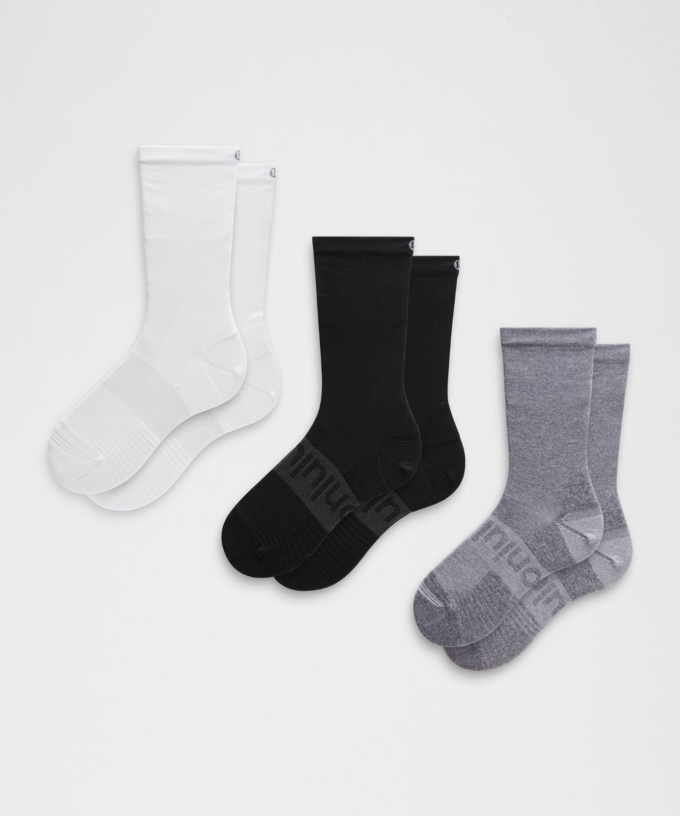 Unisex Power Stride Crew Socks *3 Pack White/Heather Grey/Black