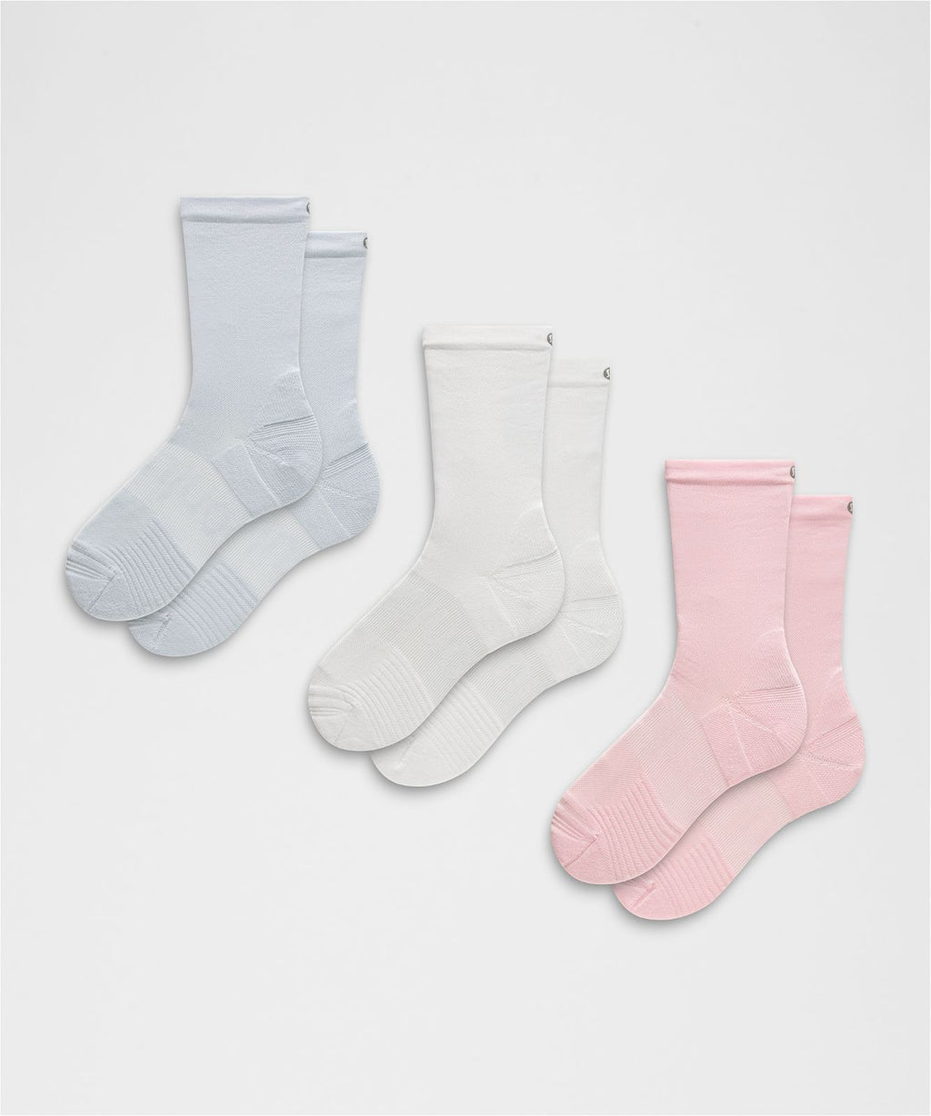 Unisex Power Stride Crew Socks *3 Pack Pink Pearl/White/Starch Blue