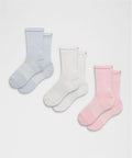 Unisex Power Stride Crew Socks *3 Pack Pink Pearl/White/Starch Blue