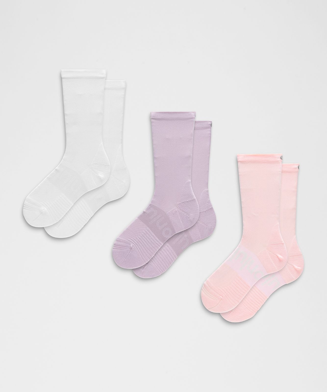 Unisex Power Stride Crew Socks *3 Pack Lilac Play/Pink Pearl/White