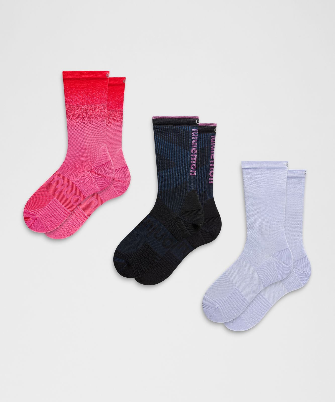 Unisex Power Stride Crew Socks *3 Pack Lululemon Red/Serene Blue/Black