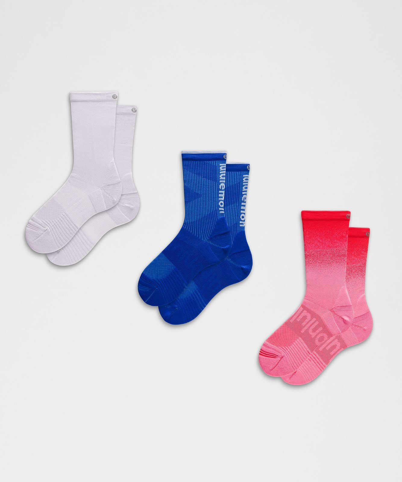 Unisex Power Stride Crew Socks *3 Pack Lululemon Red/Sheer Violet/Riverside