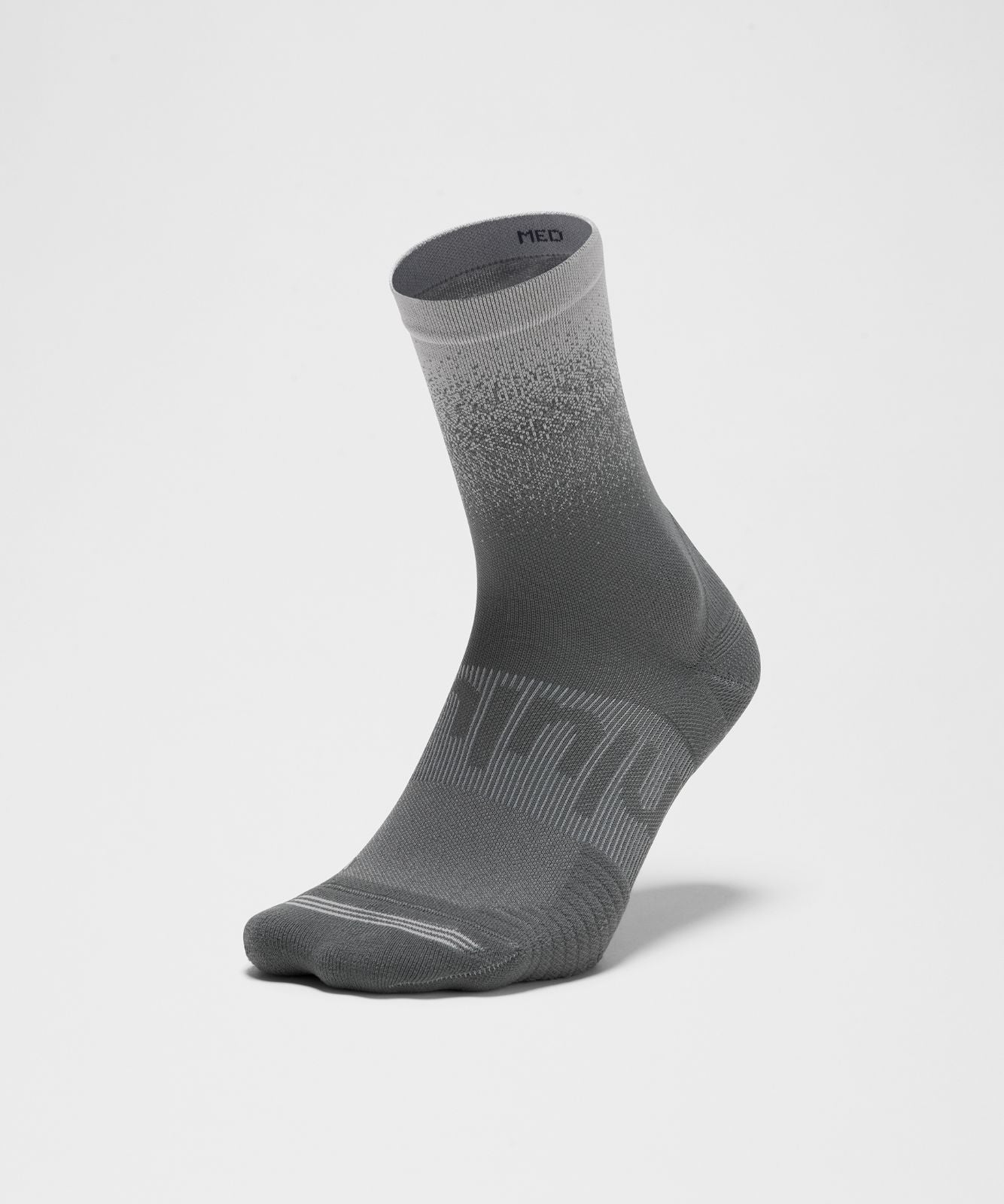 Unisex Power Stride Crew Socks Ombre Chrome/Onyx Grey