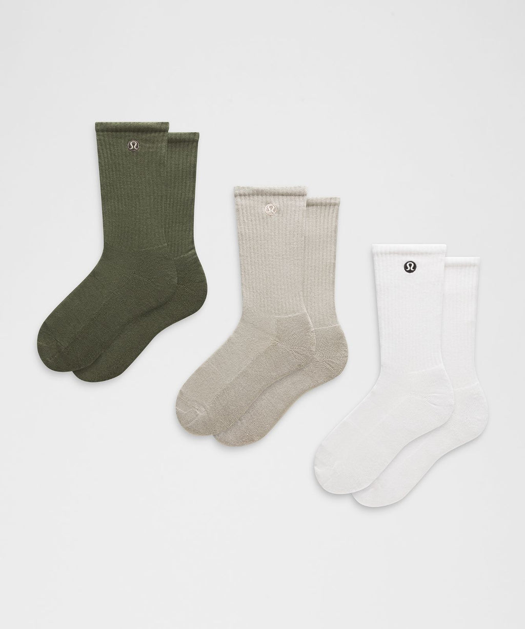 Unisex Daily Essential Crew Socks *3 Pack Sassy Sage/Hailstone Grey/White
