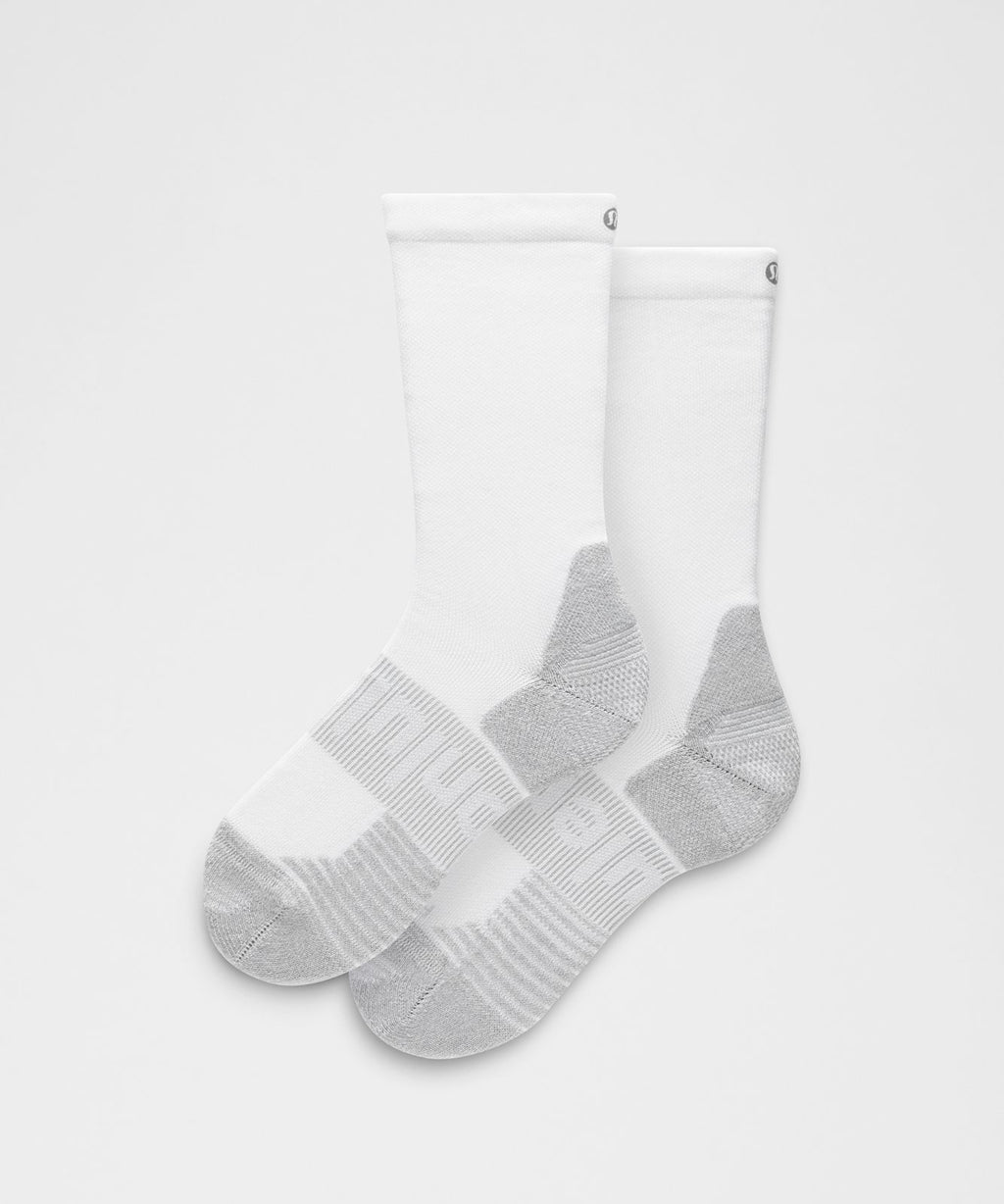 Unisex Power Stride Cushion Crew Socks White