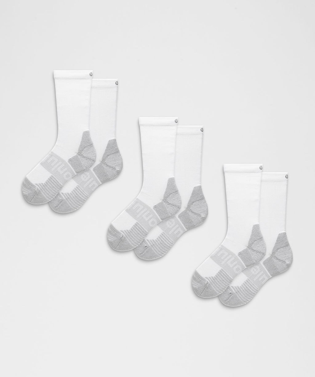Unisex Power Stride Cushion Crew Socks *3 Pack White