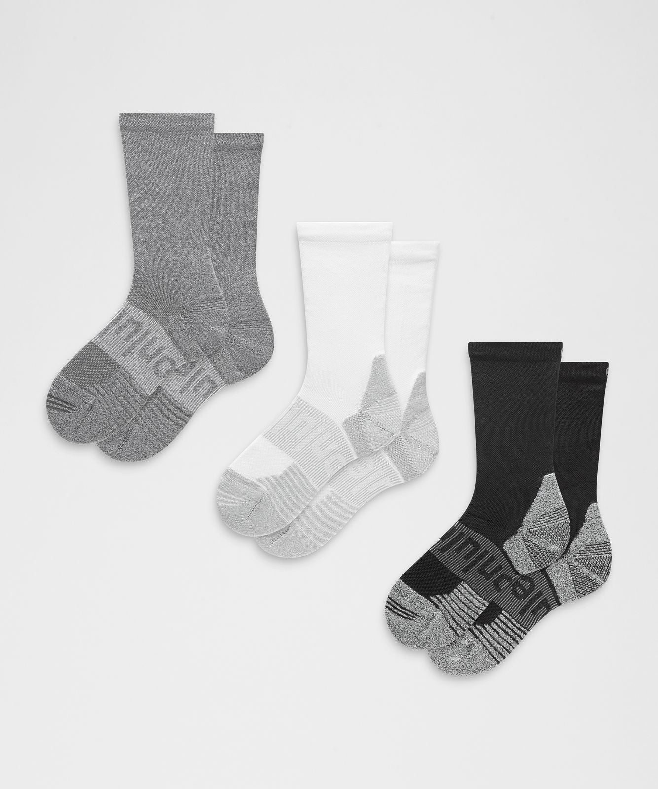 Unisex Power Stride Cushion Crew Socks *3 Pack White/Heather Grey/Black
