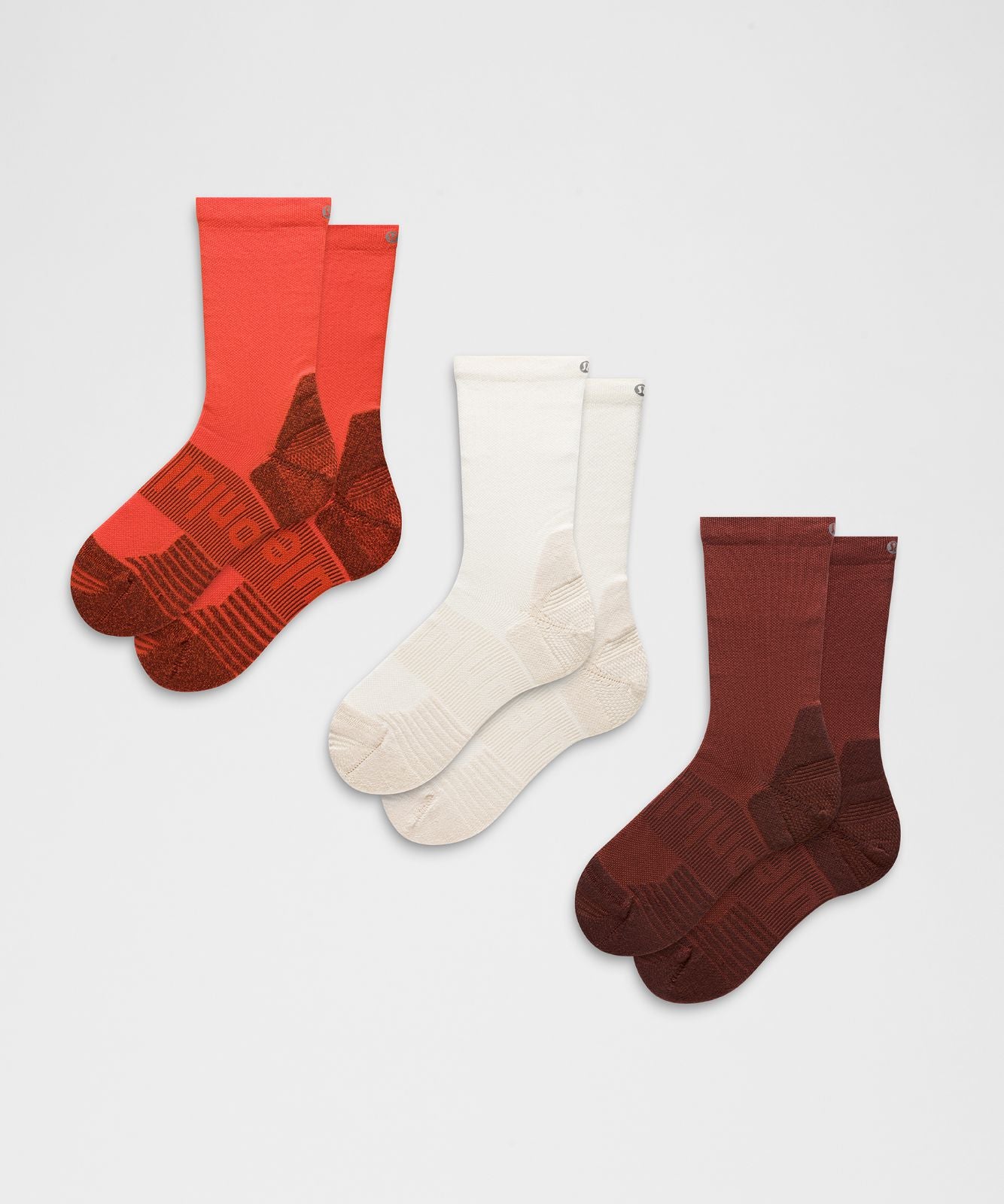 Unisex Power Stride Cushion Crew Socks *3 Pack Cranberry Charm/Cherry Ember/Coconut Ivory