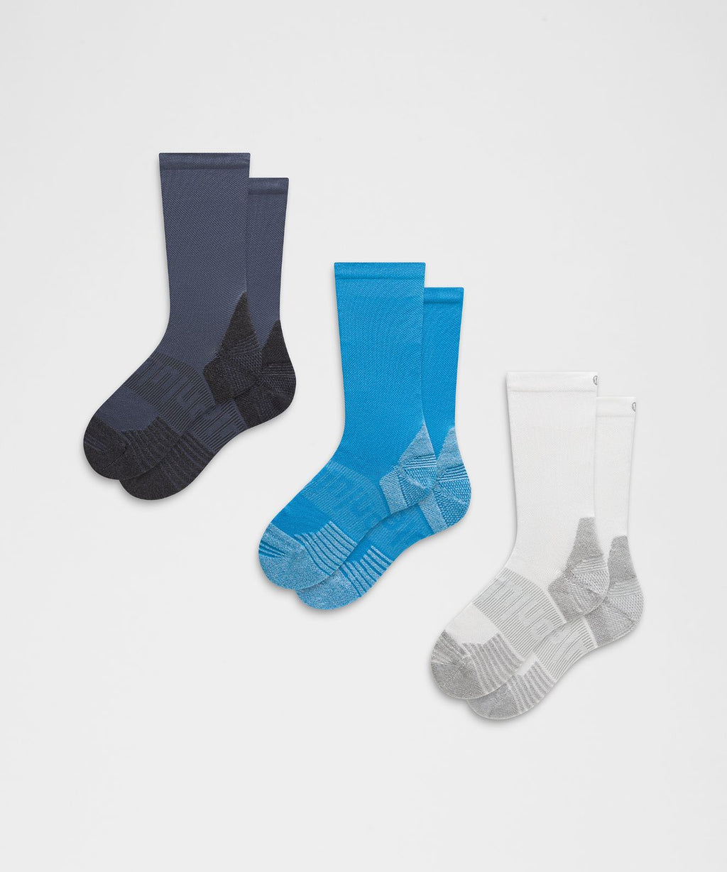 Unisex Power Stride Cushion Crew Socks *3 Pack Luminous Aqua Tone/White/Dusty Diamond