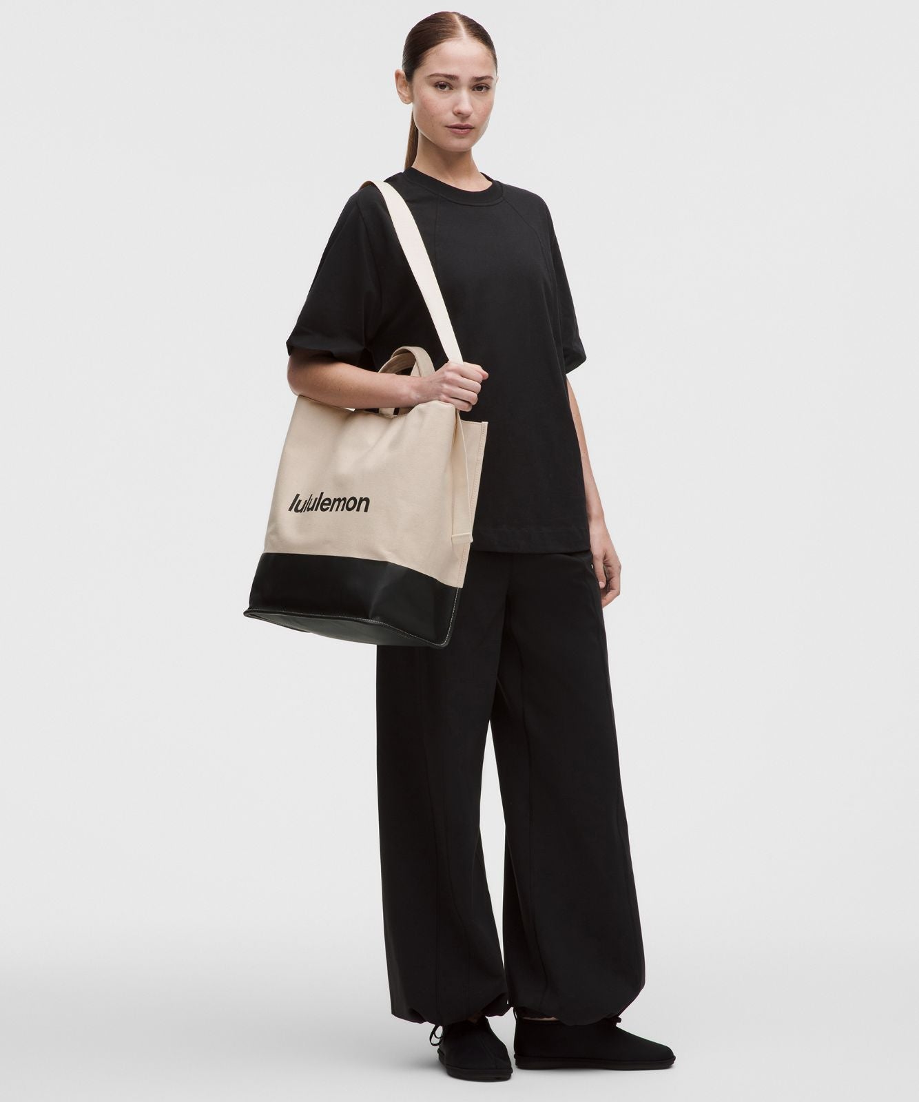 Canvas Market Tote Bag 19L Natural/Black