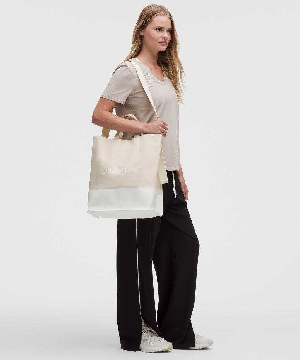 Canvas Market Tote Bag 19L Natural/White