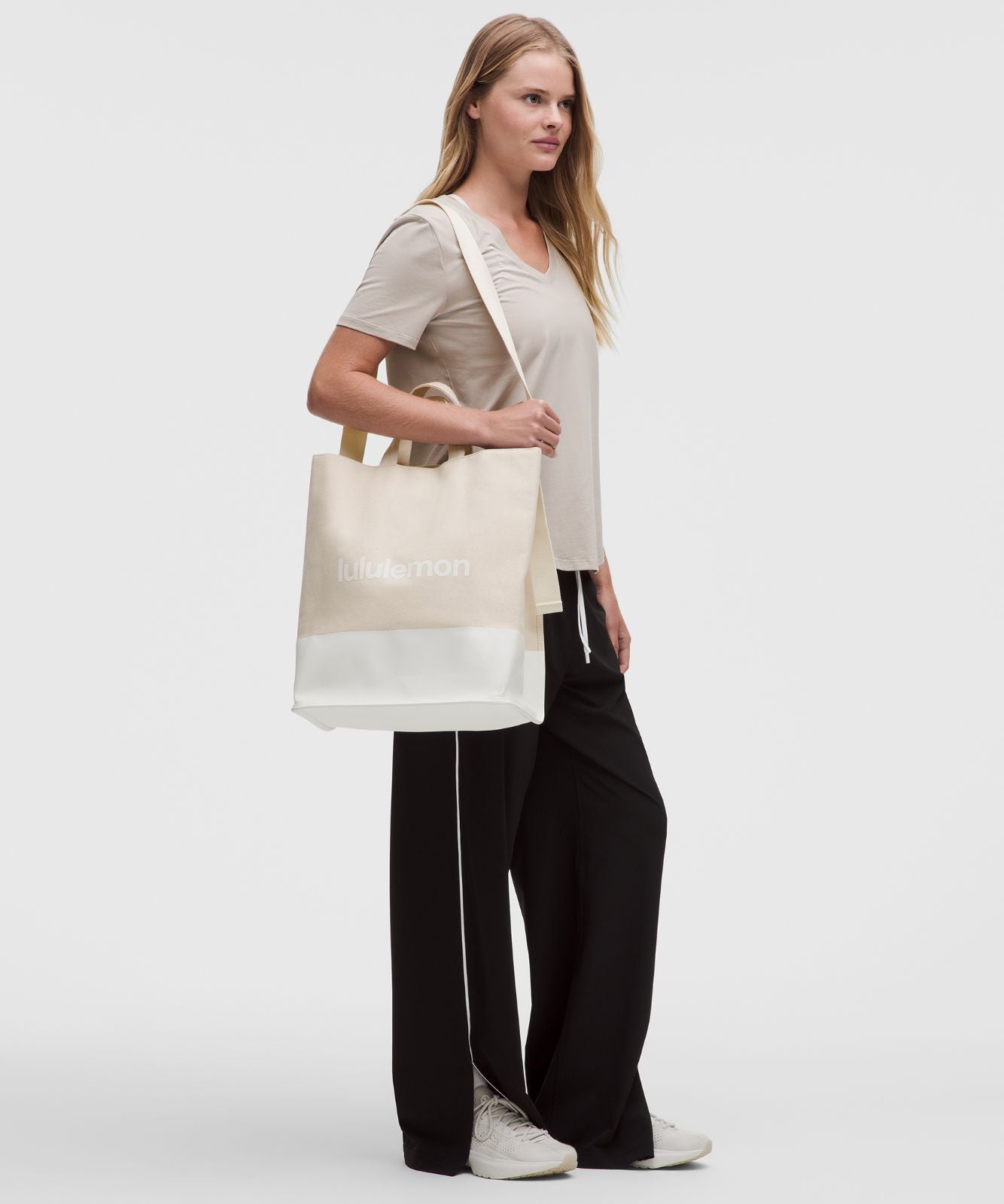 Canvas Market Tote Bag 19L Natural/White