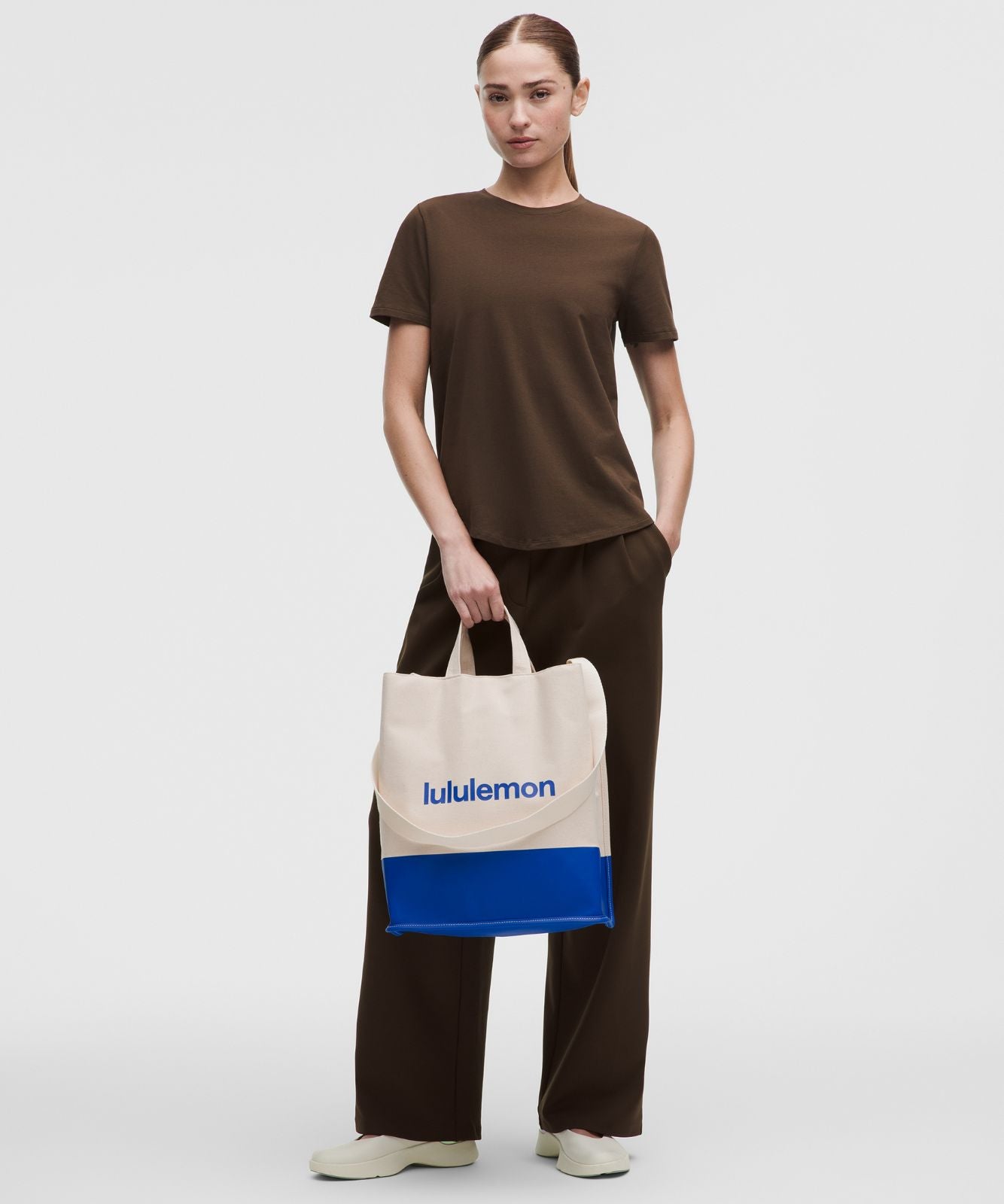 Canvas Market Tote Bag 19L Natural/Beach Ball Blue