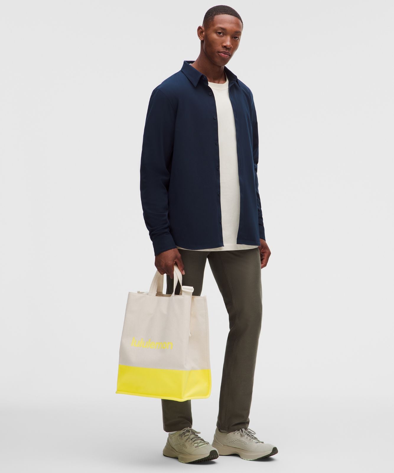 Canvas Market Tote Bag 19L Natural/Lime & Yours