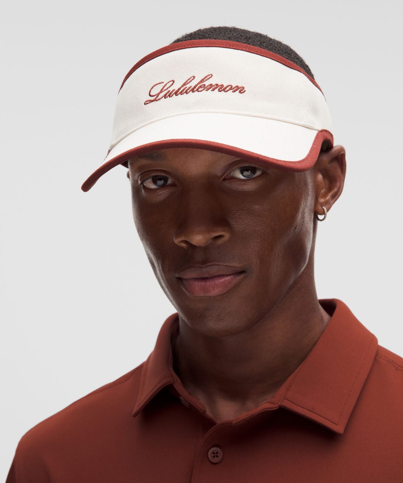Removable Sweatband Cotton Canvas Visor Natural/Cranberry Charm
