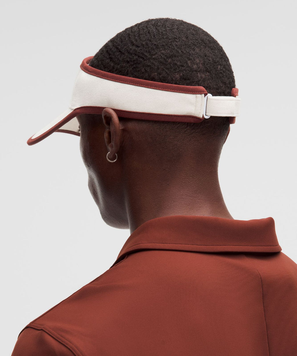 Removable Sweatband Cotton Canvas Visor Natural/Cranberry Charm