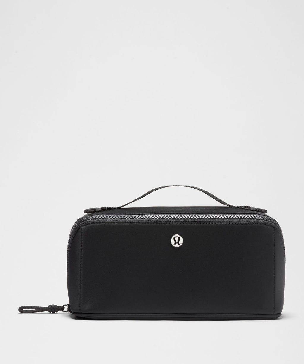 Open-Flat Toiletry Bag Black/Silver
