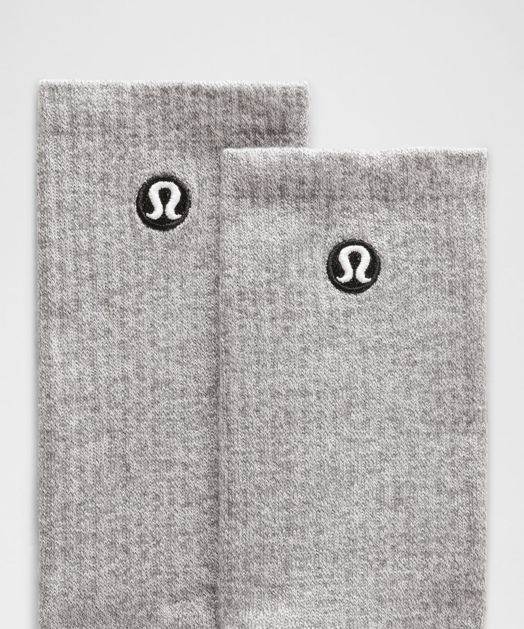 Unisex Daily Essential Crew Socks Heathered Core Light Grey