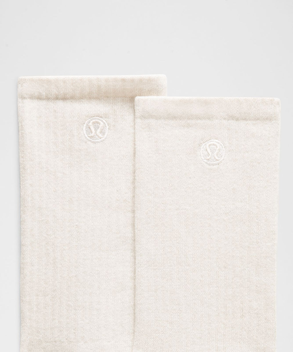 Unisex Daily Essential Crew Socks Light Ivory
