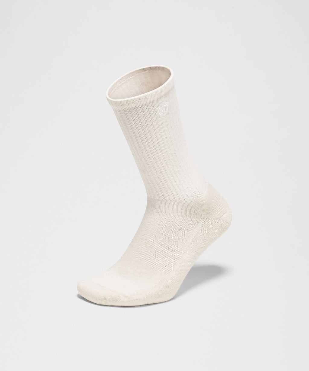 Unisex Daily Essential Crew Socks Light Ivory