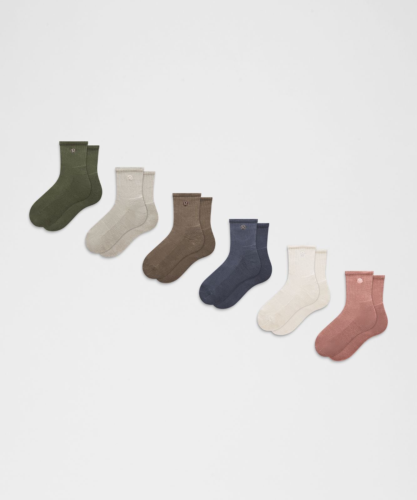 Unisex Daily Essential Quarter Socks *6 Pack Nomad/Hailstone Grey/Light Ivory/Dusty Diamond/Toasted Pink