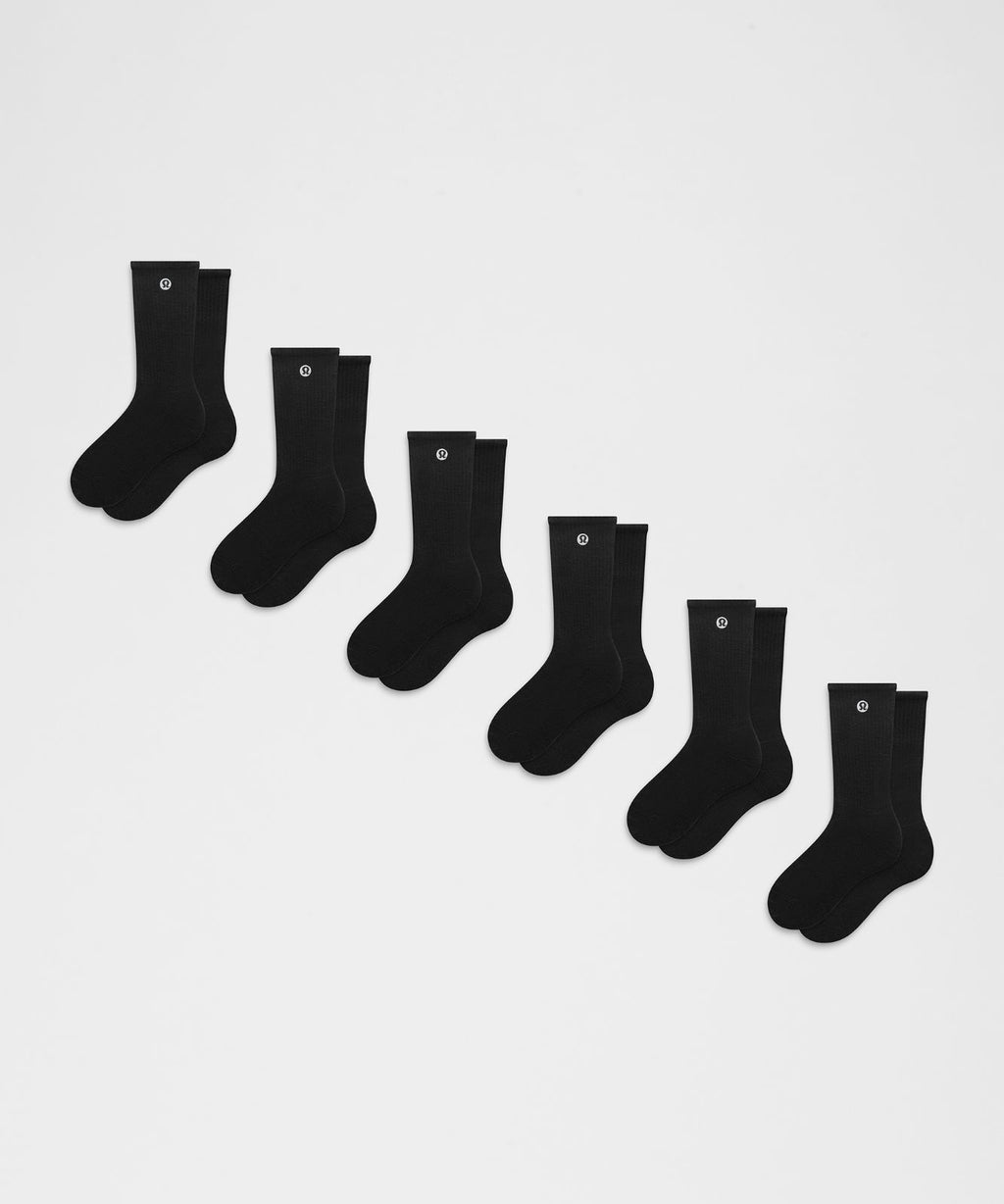 Unisex Daily Essential Crew Socks *6 Pack Black