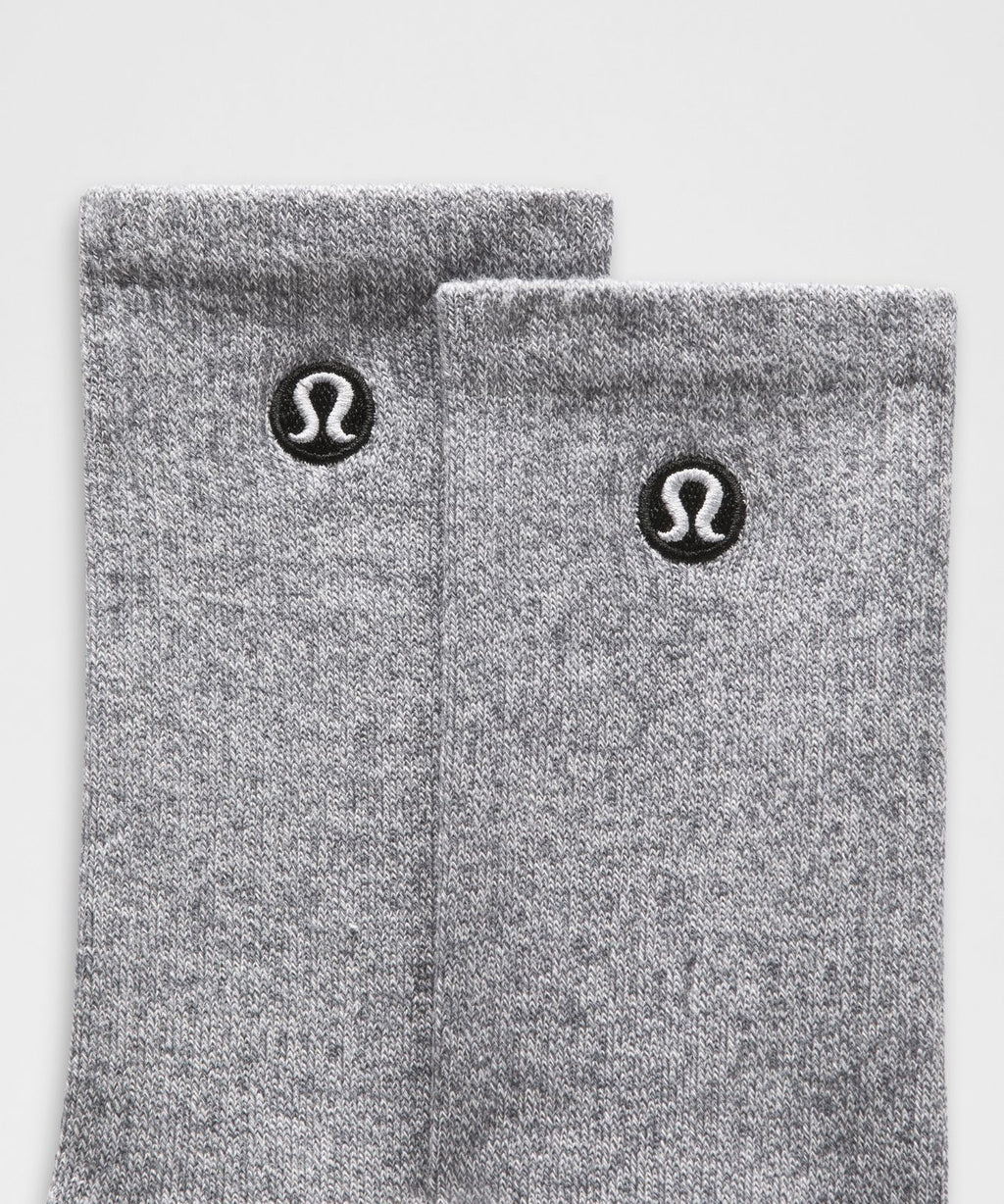 Unisex Daily Essential Crew Socks *6 Pack White/Heathered Core Light Grey/Black