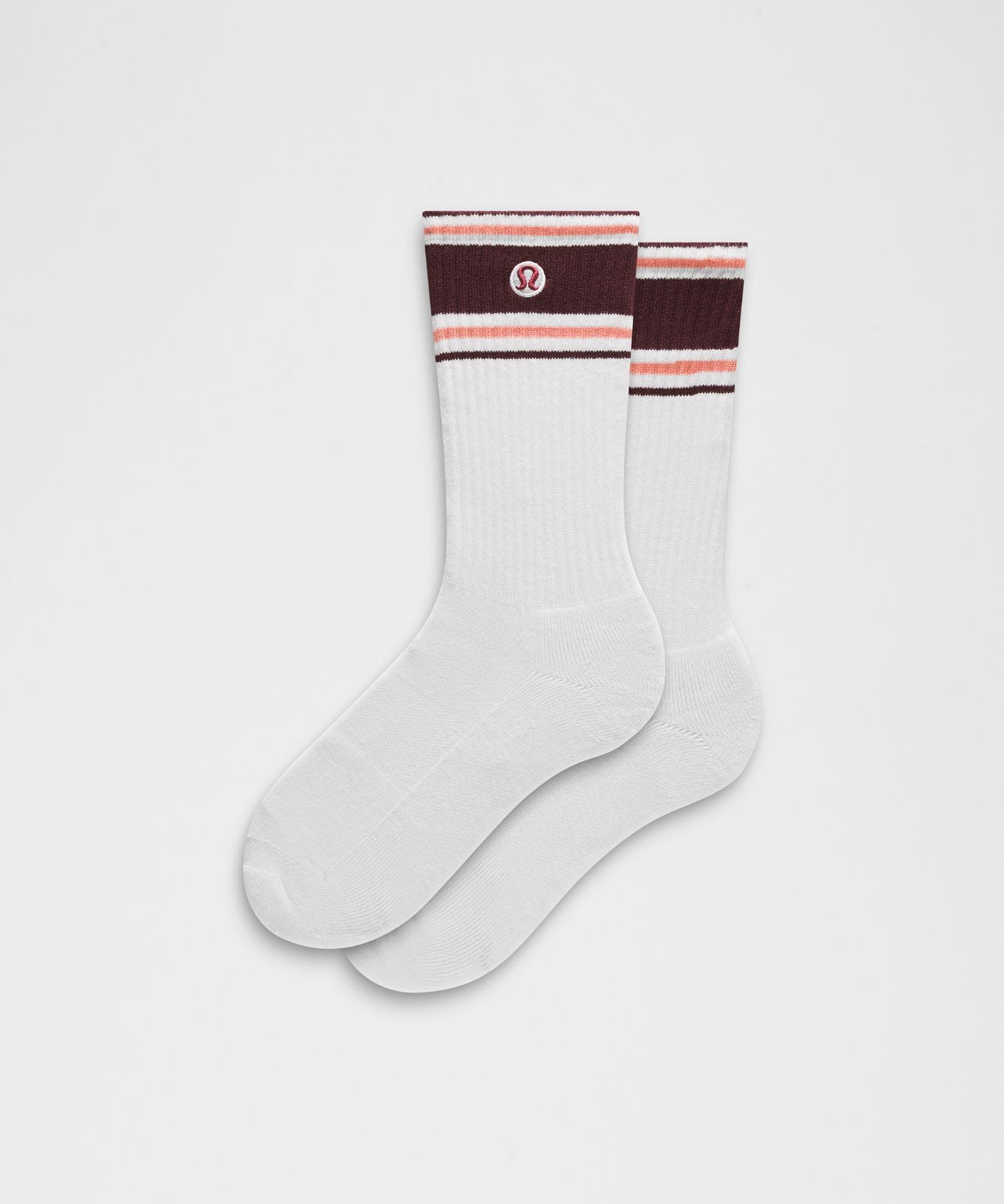 Unisex Daily Essential Crew Socks *Retro Stripe White/Ruby Magic/Pink Parade