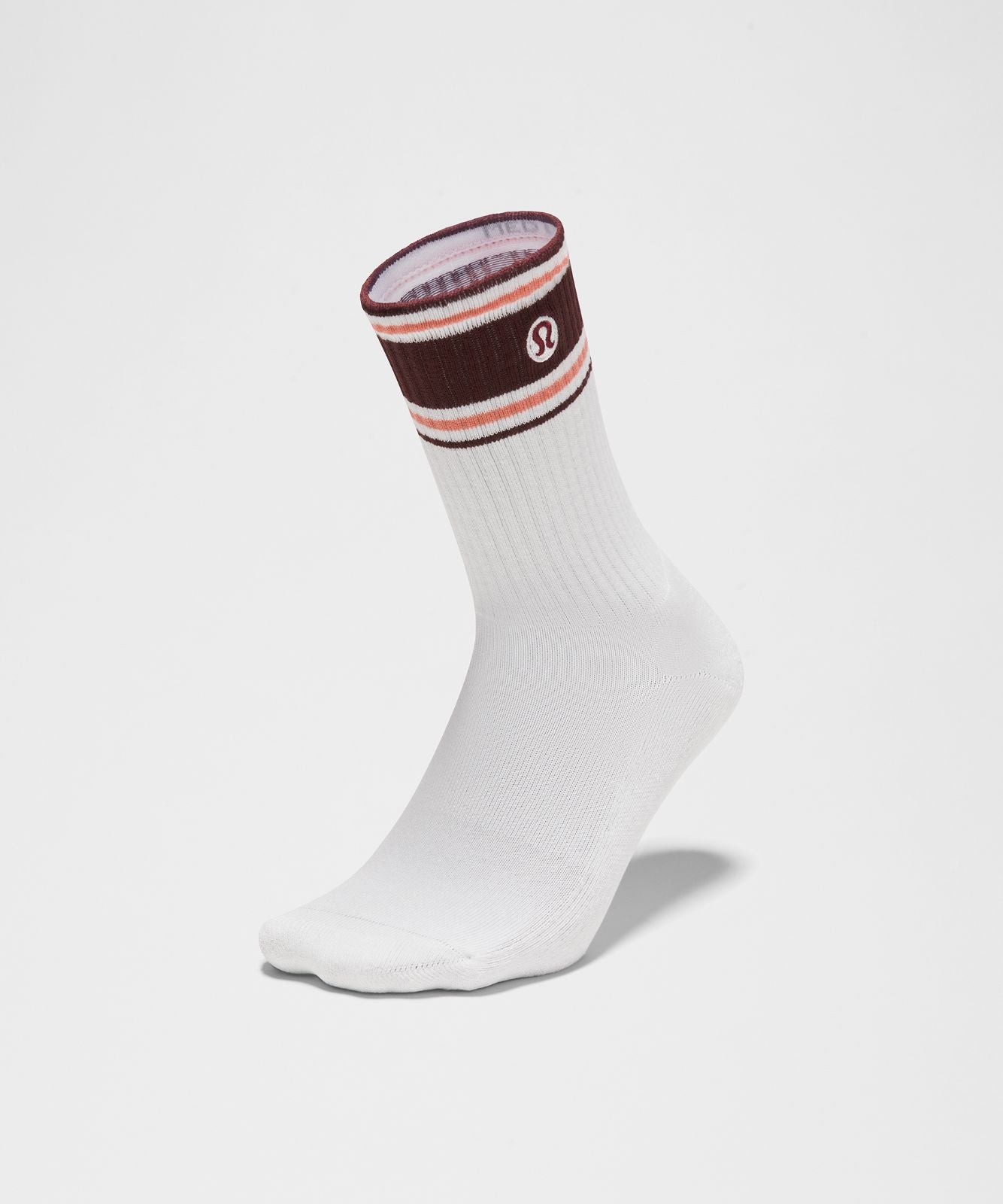 Unisex Daily Essential Crew Socks *Retro Stripe White/Ruby Magic/Pink Parade