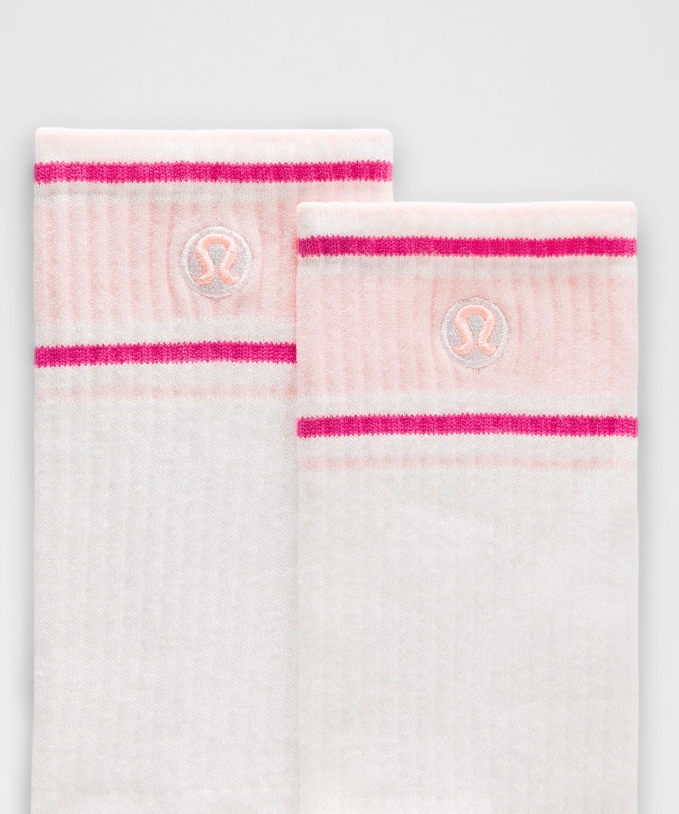 Unisex Daily Essential Crew Socks *Retro Stripe White/Pink Pearl/Flamingo Fun Tone