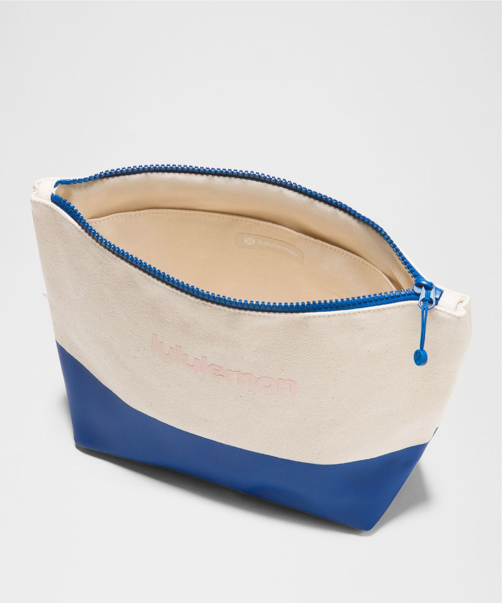 Canvas Pouch *Wordmark Natural/Sapphire Sprint/Pink Pearl