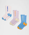 Unisex Daily Essential Crew Socks Wordmark *3 Pack Lilac Play/Pink Pearl/Ocean Wave