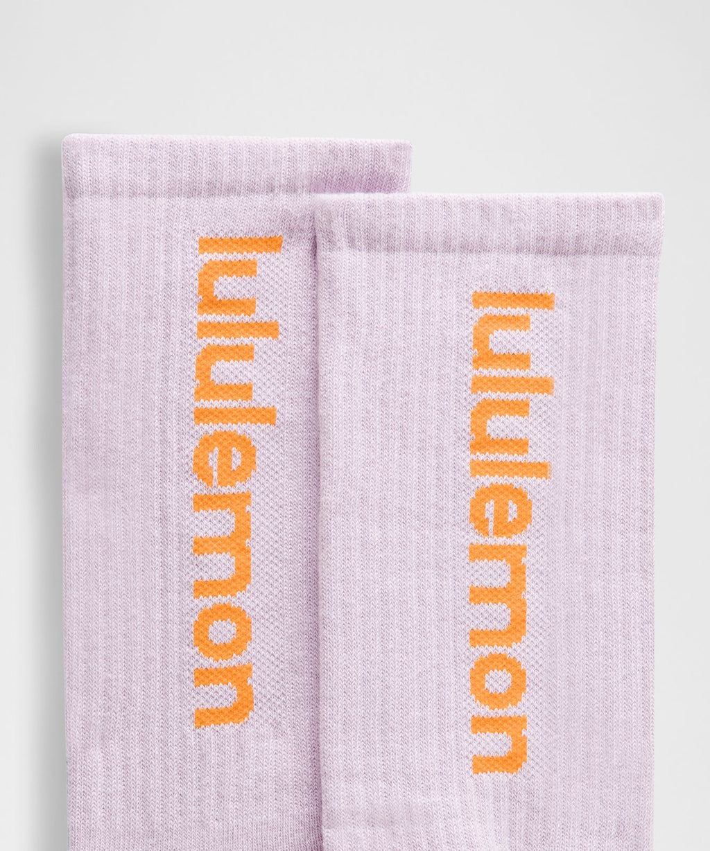 Unisex Daily Essential Crew Socks Wordmark *3 Pack Lilac Play/Pink Pearl/Ocean Wave