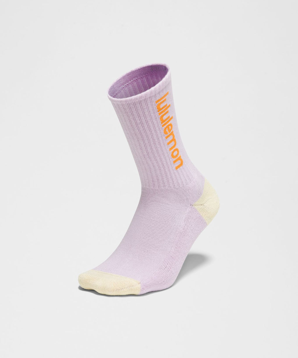 Unisex Daily Essential Crew Socks Wordmark *3 Pack Lilac Play/Pink Pearl/Ocean Wave