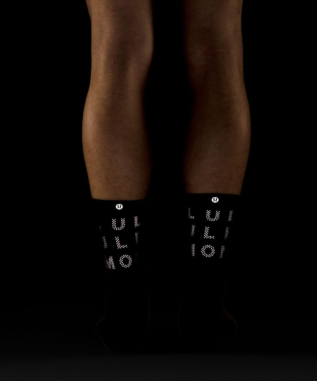Unisex Power Stride Crew Socks *Reflective Black
