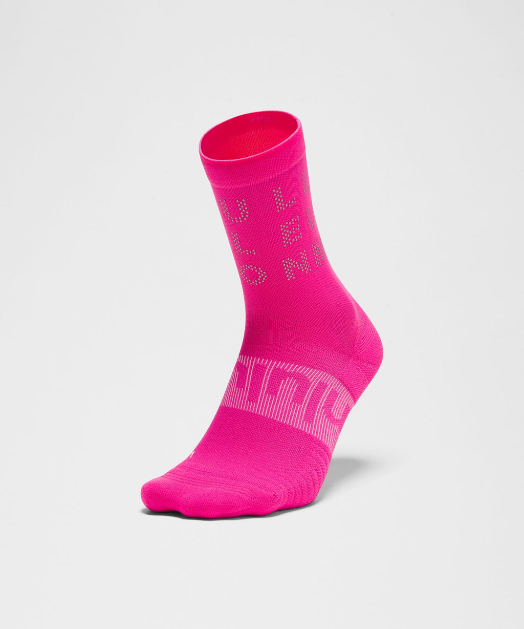 Unisex Power Stride Crew Socks *Reflective Flamingo Fun Tone