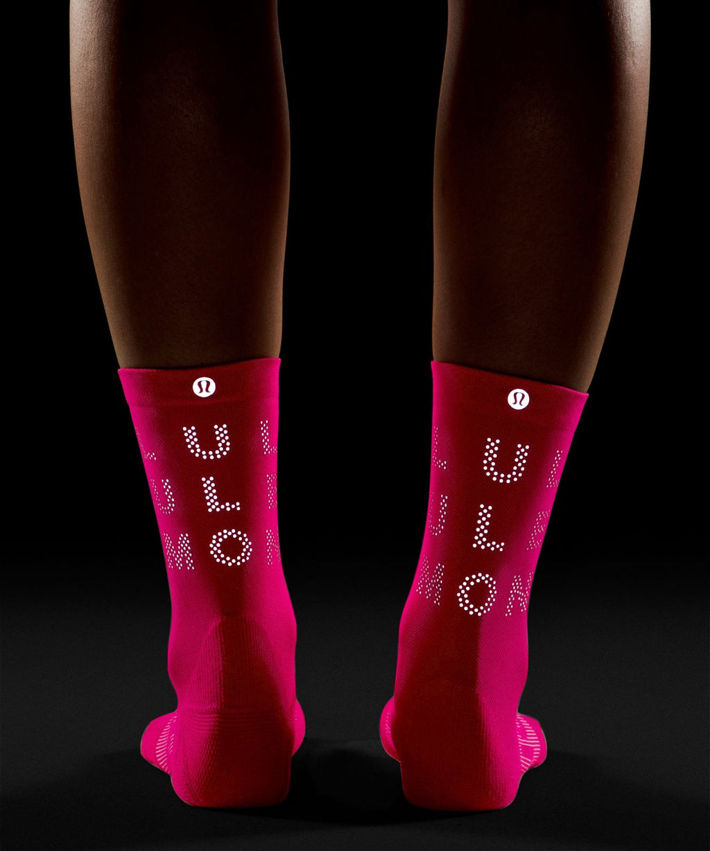 Unisex Power Stride Crew Socks *Reflective Flamingo Fun Tone