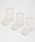 Unisex Lettuce Edge Quarter Socks *3 Pack Coconut Ivory/Coconut Ivory/Coconut Ivory