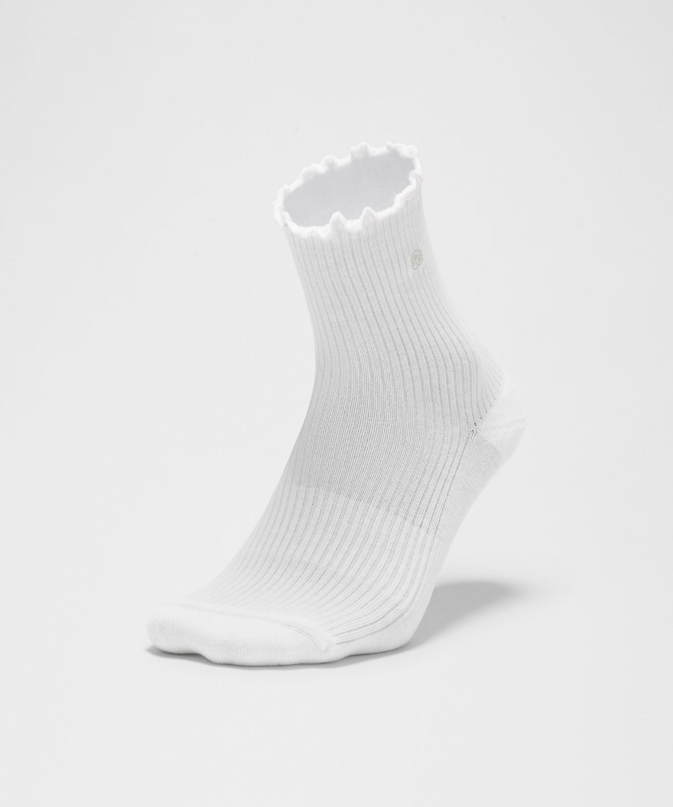Unisex Lettuce Edge Quarter Socks *3 Pack White/White/White
