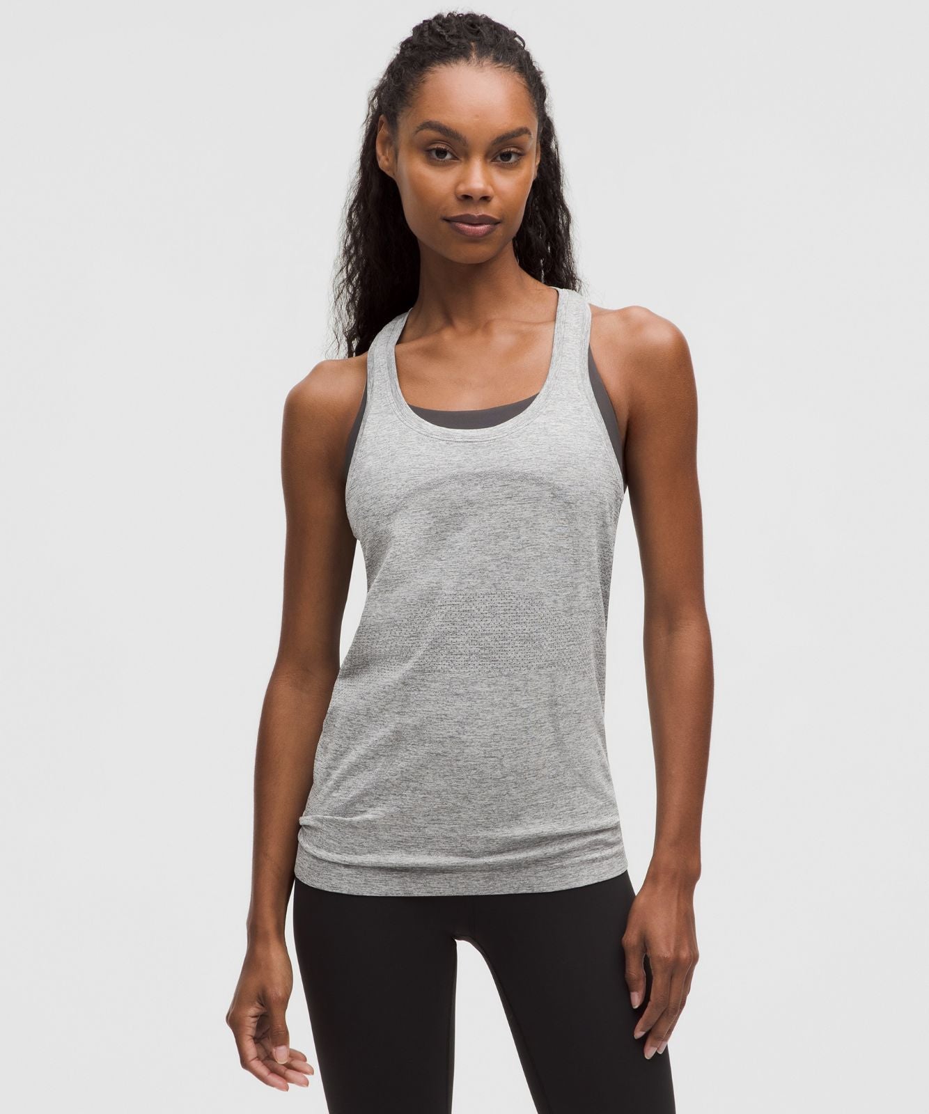 Swiftly Tech Racerback Tank Top 2.0 *Hip Length Slate/White
