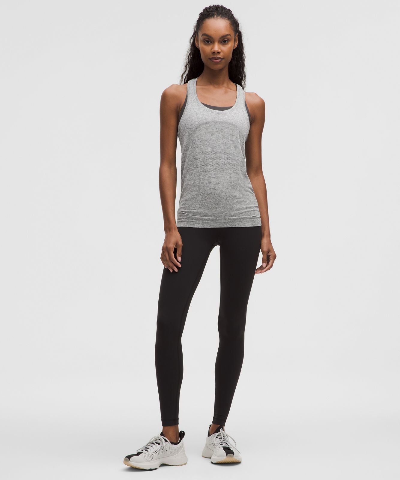 Swiftly Tech Racerback Tank Top 2.0 *Hip Length Slate/White