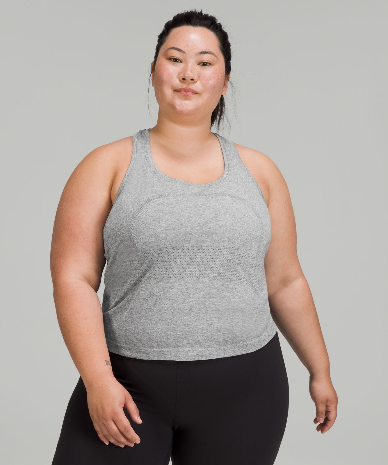 Swiftly Tech Racerback Tank Top 2.0 *Waist Length Slate/White