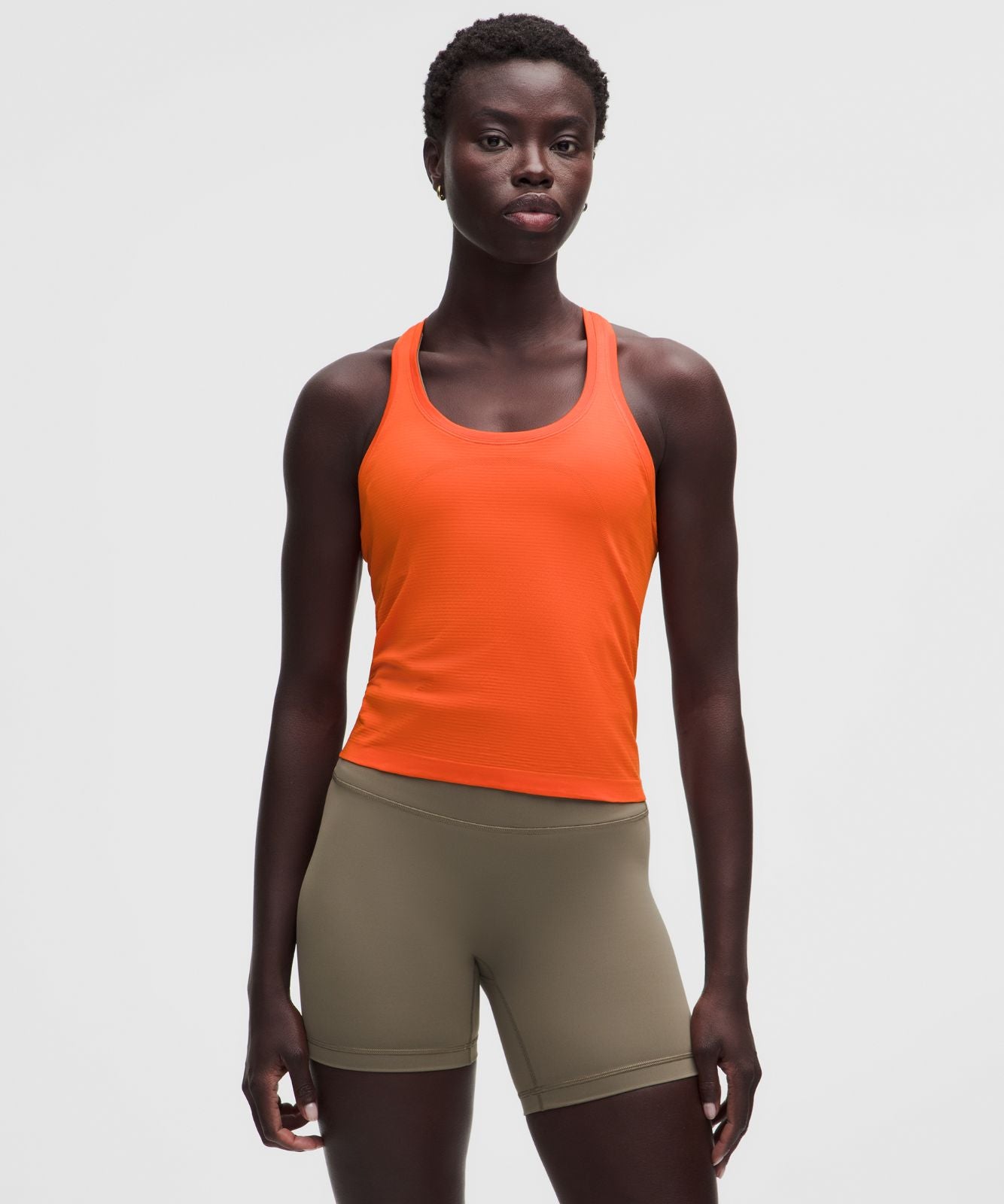 Swiftly Tech Racerback Tank Top 2.0 *Waist Length Orange Punch/Orange Punch