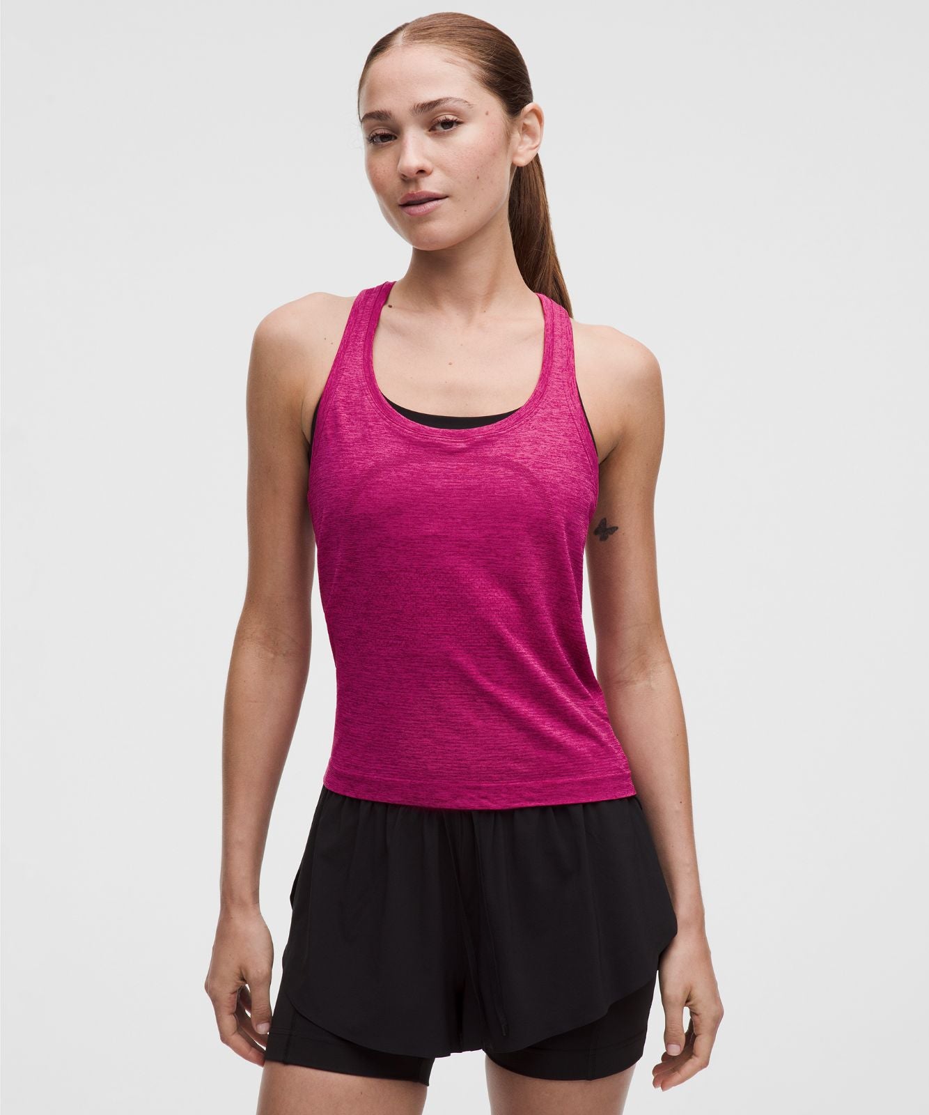 Swiftly Tech Racerback Tank Top 2.0 *Waist Length Raspberry Rave/Flamingo Fun Tone