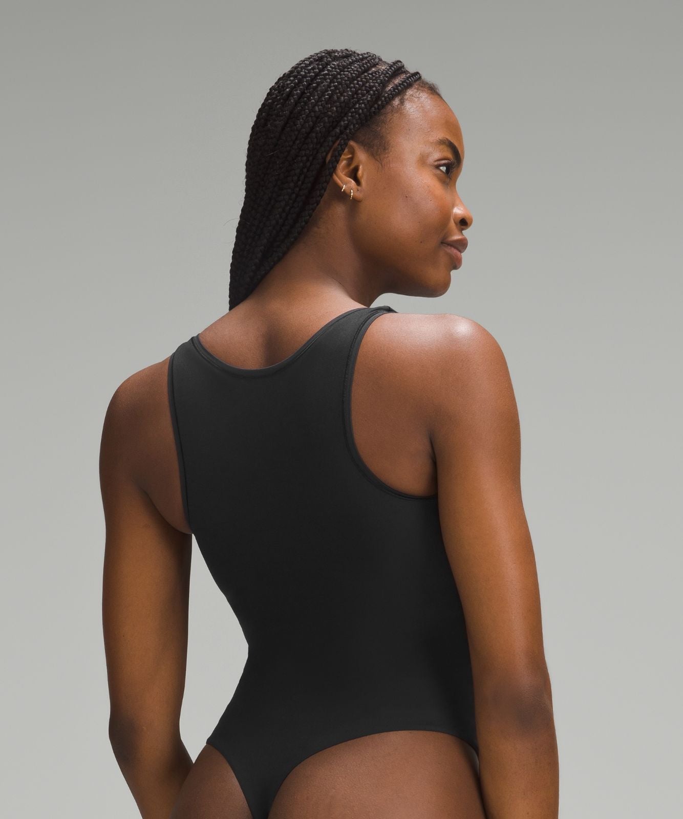 Wundermost Ultra-Soft Nulu Square-Neck Sleeveless Bodysuit Black