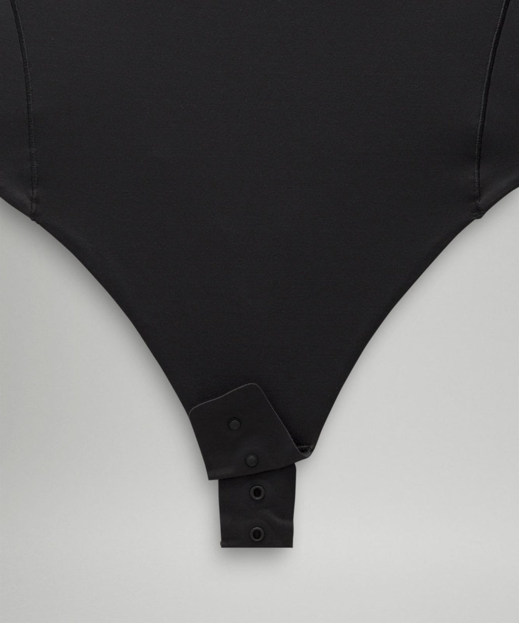 Wundermost Ultra-Soft Nulu Square-Neck Sleeveless Bodysuit Black